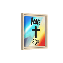 Peace Cross Sign Rainbow Background Matte Canvas Framed | Religious Wall Art