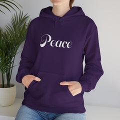 Heavy Blendβ’ Hooded Sweatshirt "Peace" white font