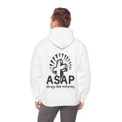 Heavy Blend Hooded Sweatshirt "ASAP" Printed on Back Black font