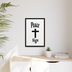 Peace Cross Sign Matte Canvas Framed | Religious Wall Art