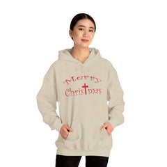 Heavy Blend Hooded Sweatshirt "Merry Christmas" font 1
