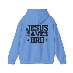 Heavy Blend Hoodie Sweatshirt "Jesus Saves Bro" black graphic