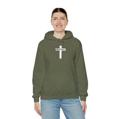 Heavy Blend Hoodie Sweatshirt "Believe" white graphic