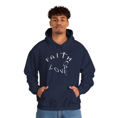 Heavy Blend Hooded Sweatshirt "Faith Hope Love" white font