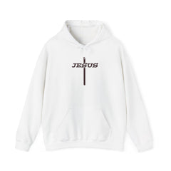 Heavy Blend Hoodie Sweatshirt "Jesus Cross" brown graphic