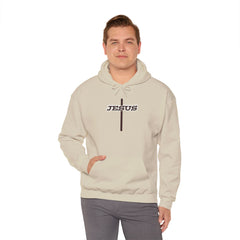 Heavy Blend Hoodie Sweatshirt "Jesus Cross" brown graphic