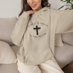 Heavy Blend Hooded Sweatshirt "The Ghost is in the Room" Black graphic