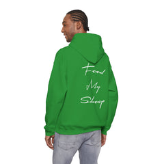 Heavy Blend Hooded Sweatshirt "Feed My Sheep" White Font Print on Back