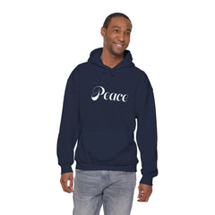Heavy Blendβ’ Hooded Sweatshirt "Peace" white font