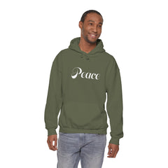 Heavy Blendβ’ Hooded Sweatshirt "Peace" white font