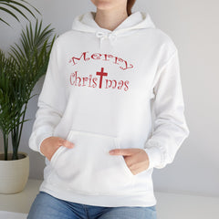 Heavy Blend Hooded Sweatshirt "Merry Christmas" font 1
