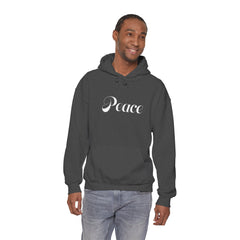 Heavy Blendβ’ Hooded Sweatshirt "Peace" white font