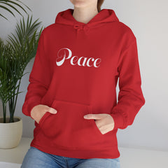 Heavy Blendβ’ Hooded Sweatshirt "Peace" white font