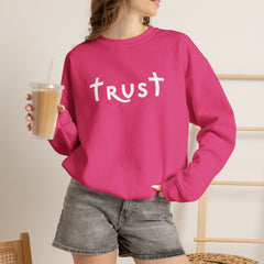 Heavy Blend Crewneck Sweatshirt "Trust" white graphic
