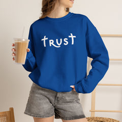 Heavy Blend Crewneck Sweatshirt "Trust" white graphic