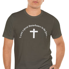 Funny Religious T-Shirt - 'I sense a great disturbance in the force...' white font