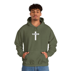 Heavy Blend Hoodie Sweatshirt "Believe" white graphic