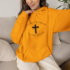 Heavy Blend Hooded Sweatshirt "The Ghost is in the Room" Black graphic