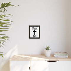 Peace Cross Sign Matte Canvas Framed | Religious Wall Art