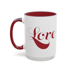 Love Script Mug | Accent Coffee Mug, Red Interior & Handle
