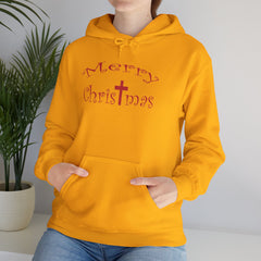 Heavy Blend Hooded Sweatshirt "Merry Christmas" font 1