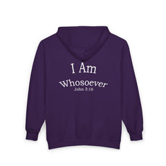 Christian Zip Hoodie — "I Am Whosoever" John 3:16 Full-Zip Sweatshirt