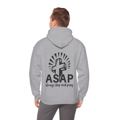 Heavy Blend Hooded Sweatshirt "ASAP" Printed on Back Black font