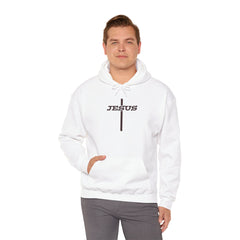 Heavy Blend Hoodie Sweatshirt "Jesus Cross" brown graphic