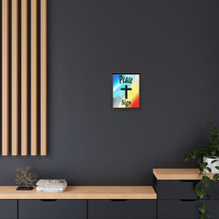 Peace Cross Sign Rainbow Background Matte Canvas Framed | Religious Wall Art