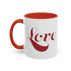 Love Script Mug | Accent Coffee Mug, Red Interior & Handle