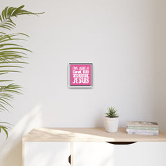 I'm Just A Cool Kid Framed Canvas Wall Art Inspirational Christian Decor Pink Theme