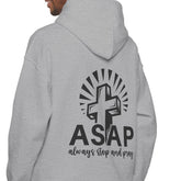Heavy Blend Hooded Sweatshirt "ASAP" Printed on Back Black font
