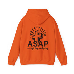 Heavy Blend Hooded Sweatshirt "ASAP" Printed on Back Black font