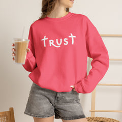 Heavy Blend Crewneck Sweatshirt "Trust" white graphic