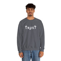 Heavy Blend Crewneck Sweatshirt "Trust" white graphic
