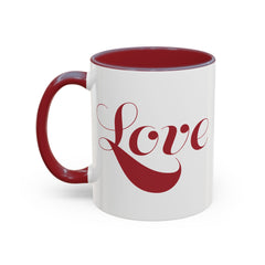 Love Script Mug | Accent Coffee Mug, Red Interior & Handle