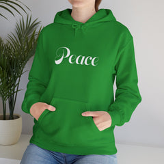 Heavy Blendβ’ Hooded Sweatshirt "Peace" white font
