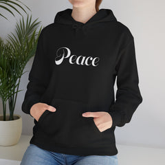 Heavy Blendβ’ Hooded Sweatshirt "Peace" white font