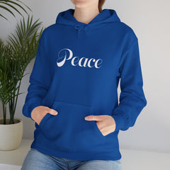 Heavy Blendβ’ Hooded Sweatshirt "Peace" white font