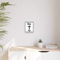 Peace Cross Sign Matte Canvas Framed | Religious Wall Art