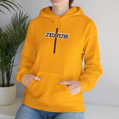 Heavy Blend Hoodie Sweatshirt "Jesus Cross" brown graphic