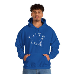 Heavy Blend Hooded Sweatshirt "Faith Hope Love" white font