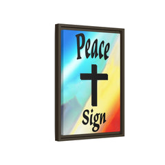 Peace Cross Sign Rainbow Background Matte Canvas Framed | Religious Wall Art