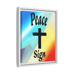 Peace Cross Sign Rainbow Background Matte Canvas Framed | Religious Wall Art