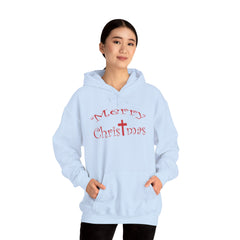 Heavy Blend Hooded Sweatshirt "Merry Christmas" font 1