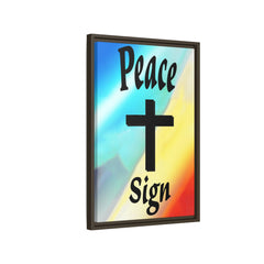 Peace Cross Sign Rainbow Background Matte Canvas Framed | Religious Wall Art