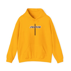 Heavy Blend Hoodie Sweatshirt "Jesus Cross" brown graphic