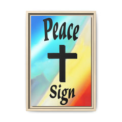Peace Cross Sign Rainbow Background Matte Canvas Framed | Religious Wall Art