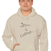 Heavy Blend Hooded Sweatshirt "Jesus is Calling" black font 1