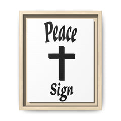 Peace Cross Sign Matte Canvas Framed | Religious Wall Art